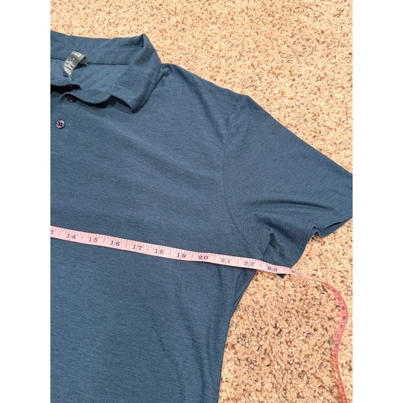 Vuori Mens Short Sleeve Polo Shirt Teal Heathered Older Vuori Logo Casual Size L - Picture 7 of 10